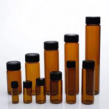 DRAM VIAL ( AMBER GLASS WITH SCREW CAP )