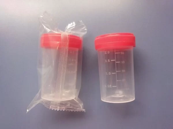 SAMPLE PLASTIC CONTAINER RED CAP