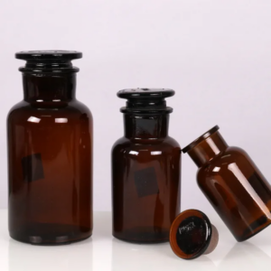 REAGENT BOTTLE WIDE MOUTH GLASS COVER  ( AMBER )