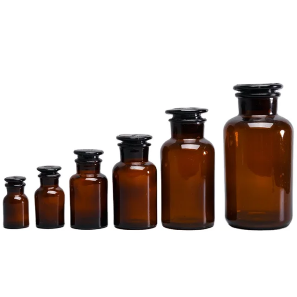 REAGENT BOTTLE WIDE MOUTH GLASS COVER  ( AMBER )