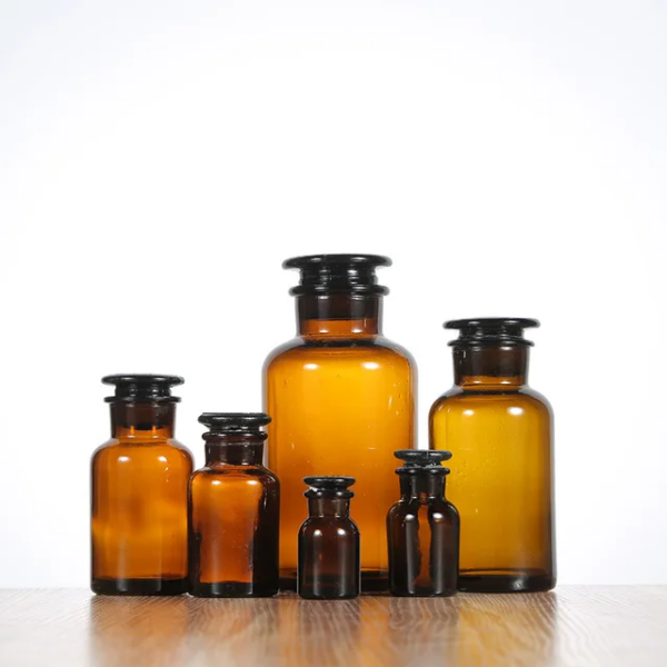 REAGENT BOTTLE WIDE MOUTH GLASS COVER  ( AMBER )
