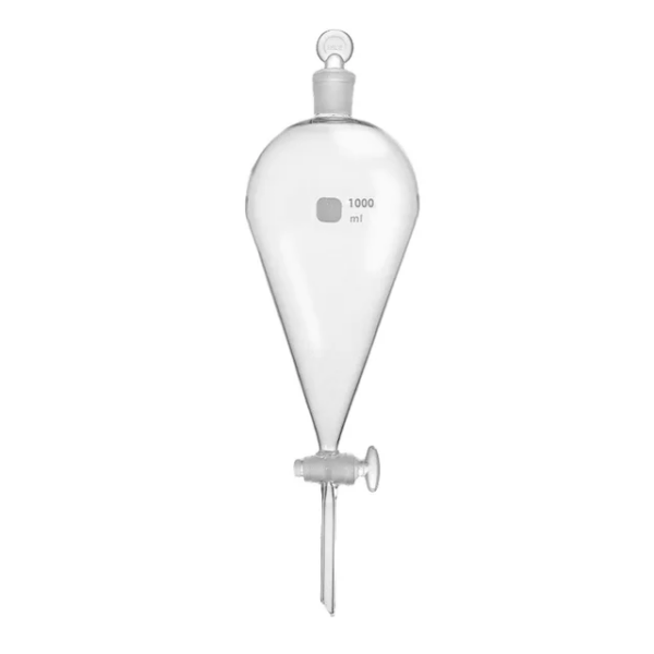 SEPARATORY FUNNEL, PEAR SHAPE GLASS STOPCOCK