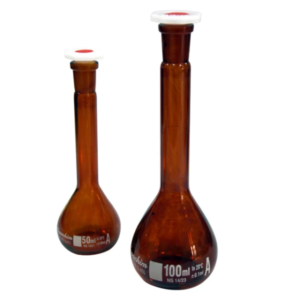 VOLUMETRIC FLASK  WITH PLASTIC STOPPER ( AMBER ) - Image 3