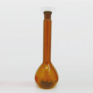 VOLUMETRIC FLASK  WITH PLASTIC STOPPER ( AMBER )