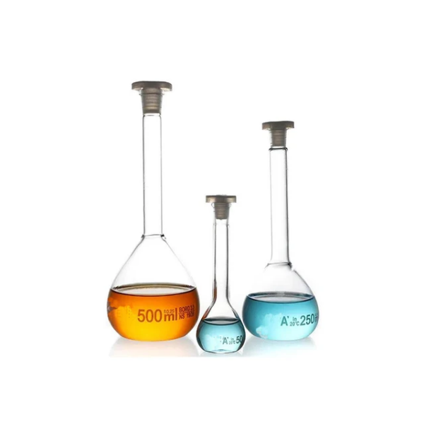 VOLUMETRIC FLASK  WITH PLASTIC STOPPER ( CLEAR )