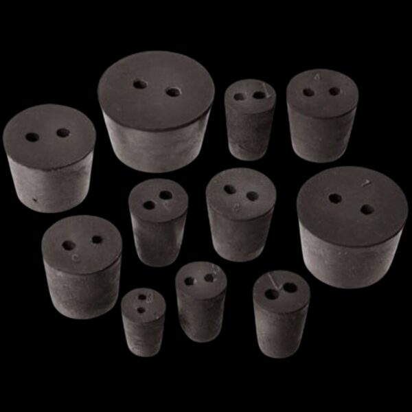 RUBBER STOPPER BLACK, TWO HOLES